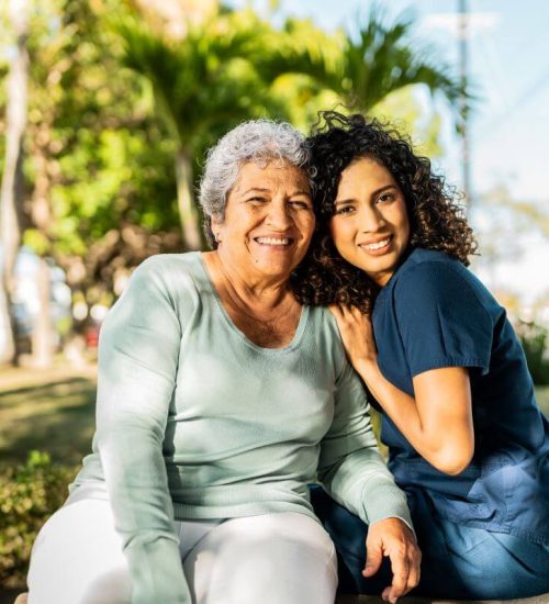 valeo memory care team member with resident